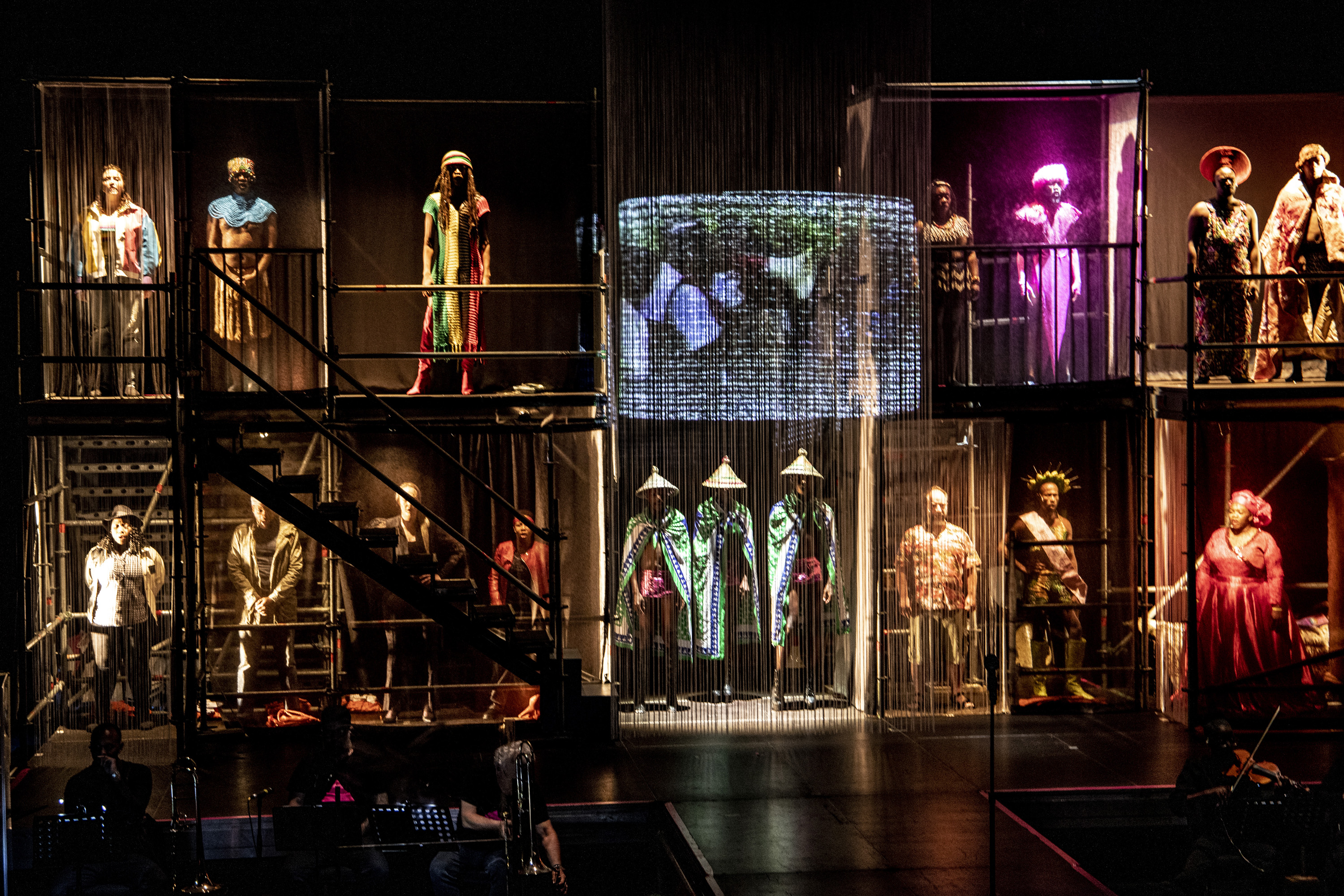 The opening scene from Philip Miller’s Nkoli: The Vogue opera , production Baxter Theatre , 2024. © Mark Lewis 