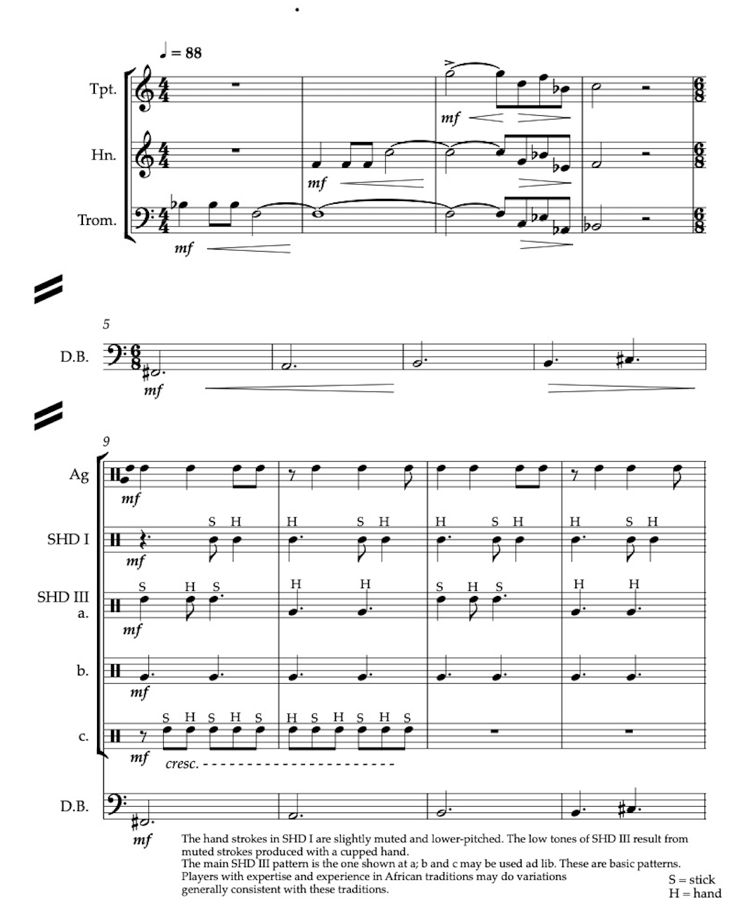 Euba: <i>Chaka</i> opening measures.