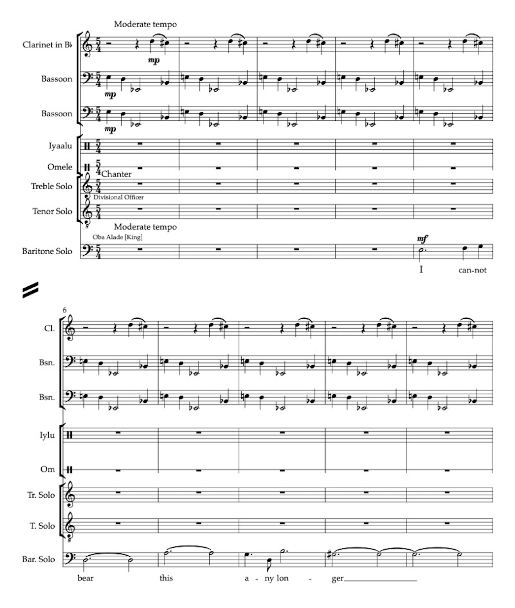 Omojola <i>Funmilayo</i><b>:</b> Abdication Song, mm. 1–10.